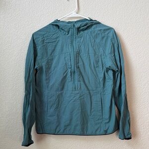 Mountain Hardwear Long Sleeve Top Hooded Quarter Zip Up Blue Green size XS